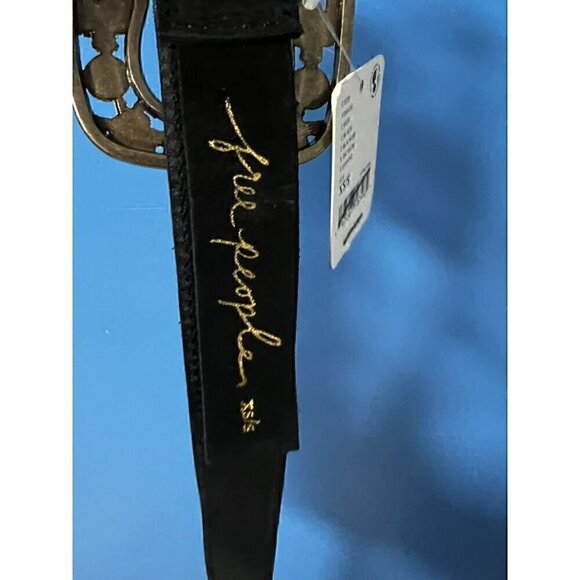 Free People Black Leather Belt With Ornate Buckle XS/S, WESTERN, COWGIRL, main image 4